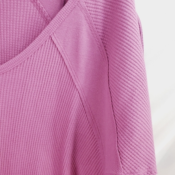 NEW Free People Santa Clara LS Thermal Oversized wide neck top Mulberry NWOT. - Picture 5 of 9